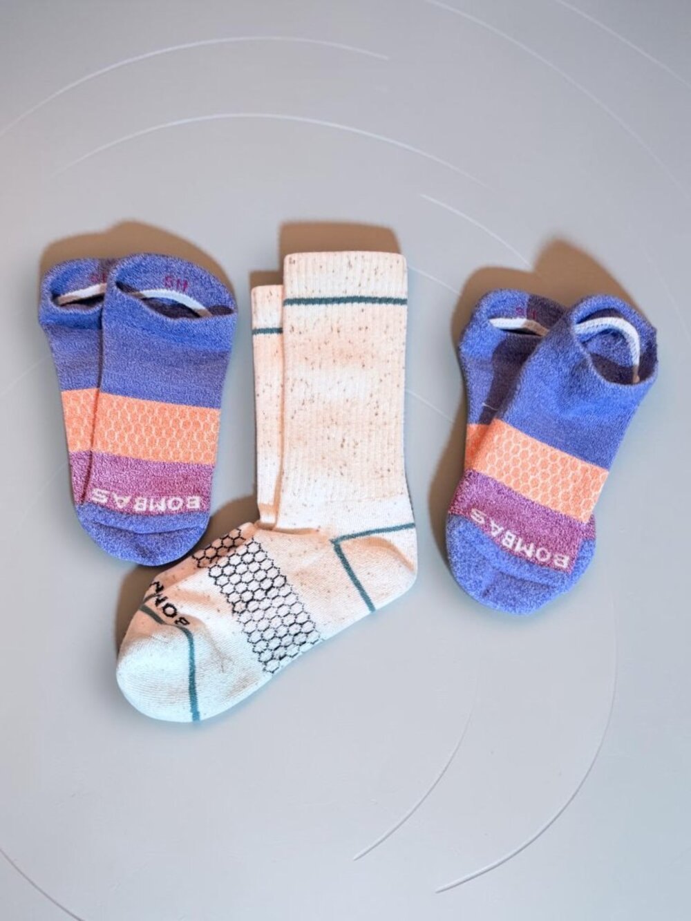 Bombas Women’s Tri-Block Ankle Socks Fair Isle Donegal Crew Sock Lot Small 3 Pr